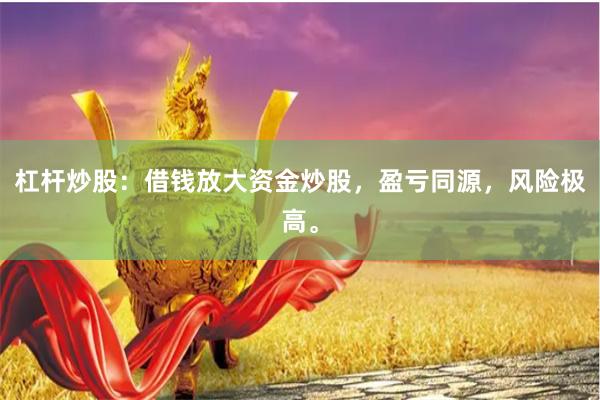 杠杆炒股：借钱放大资金炒股，盈亏同源，风险极高。